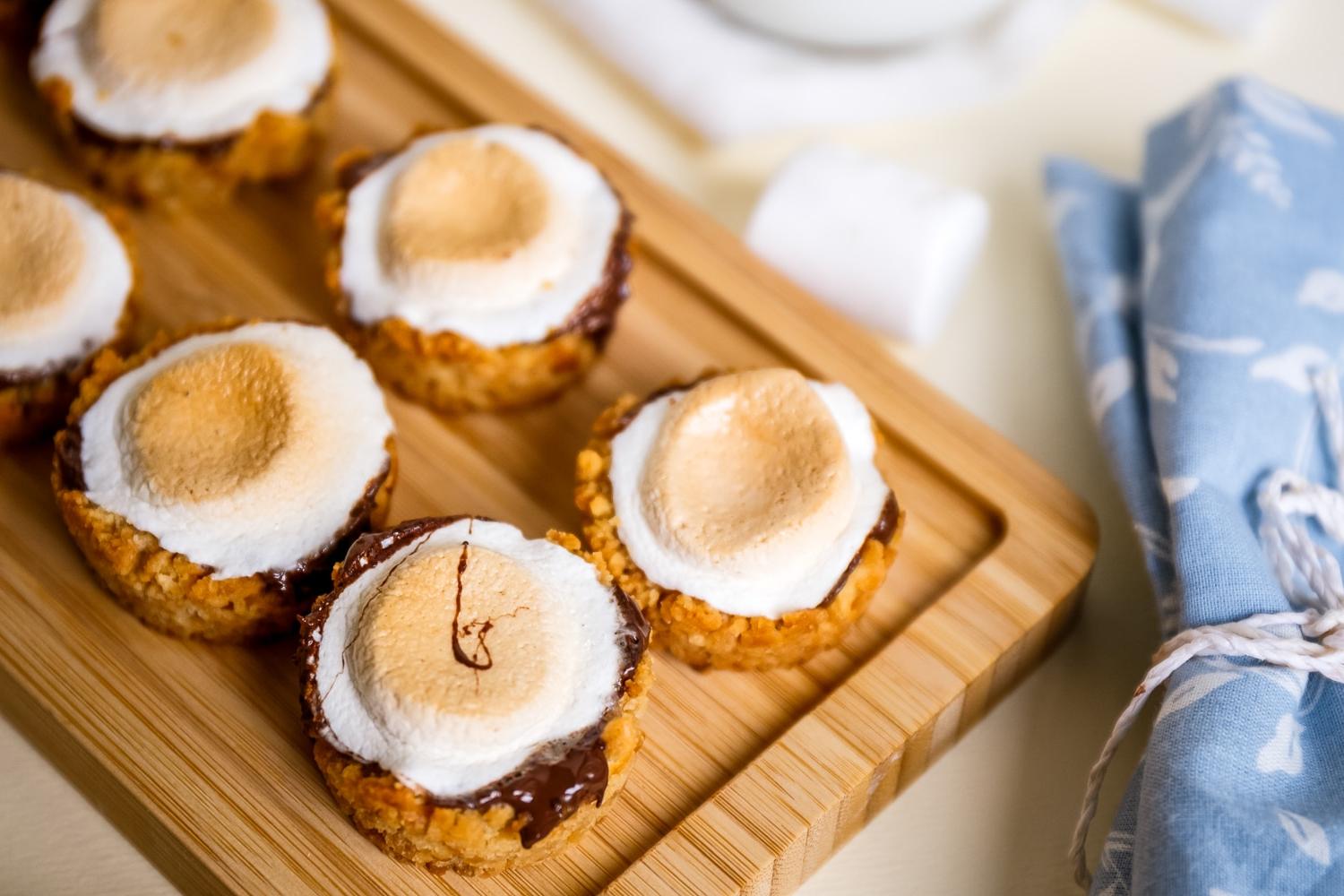 S'mores cookie bites out of the oven